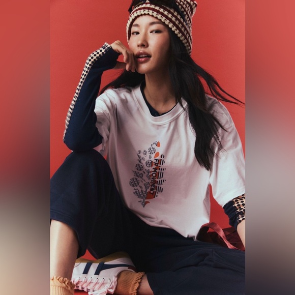 Free People X FP Movement Inspire Logo Tee in White Combo NWT - Picture 2 of 4